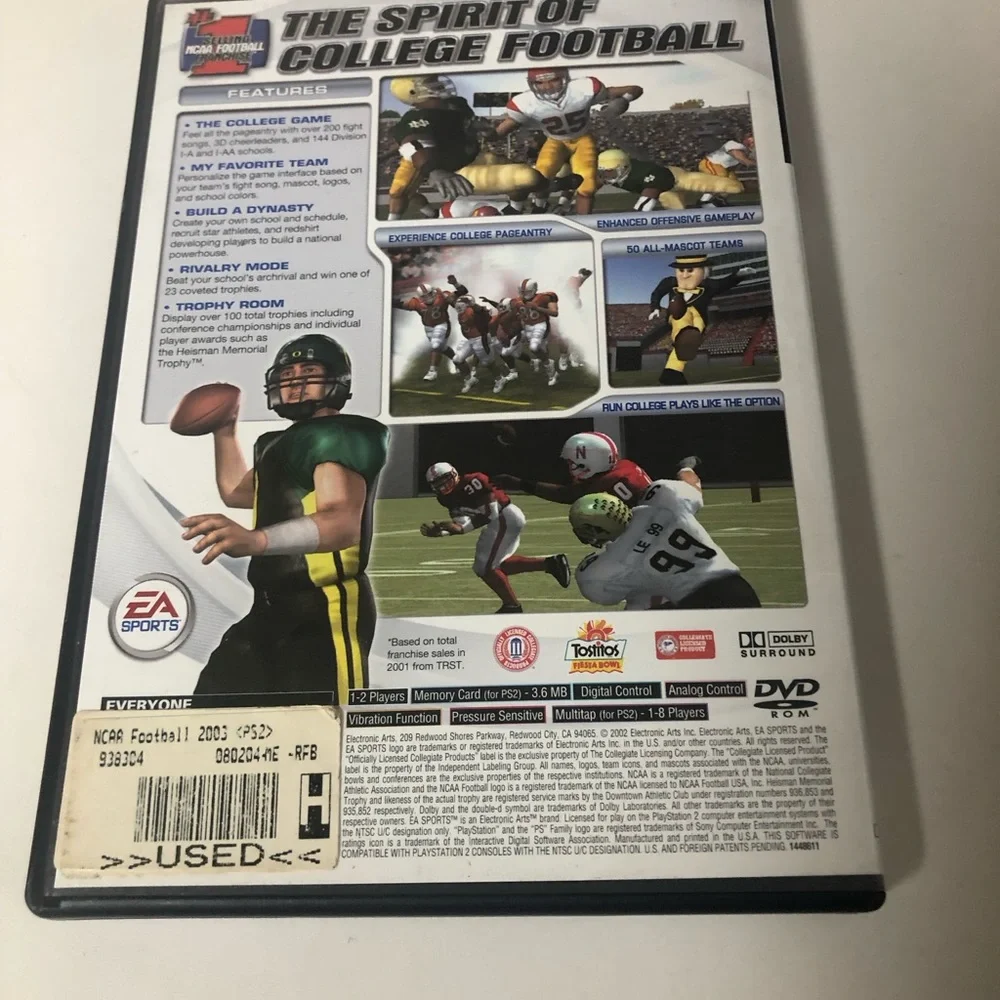 NCAA Football‎ 2003 (Sony PlayStation 2, 2002) PS2 with Manual